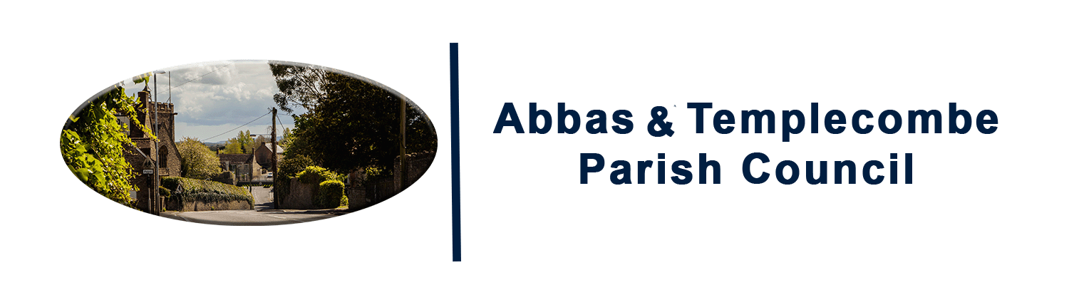 banner small image of church hill and words "abbas and templecombe parish council